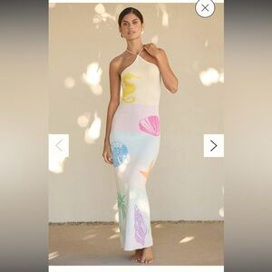 Anthropologie Capittana Barbra Halter Midi Dress Multicolor M/L NWT